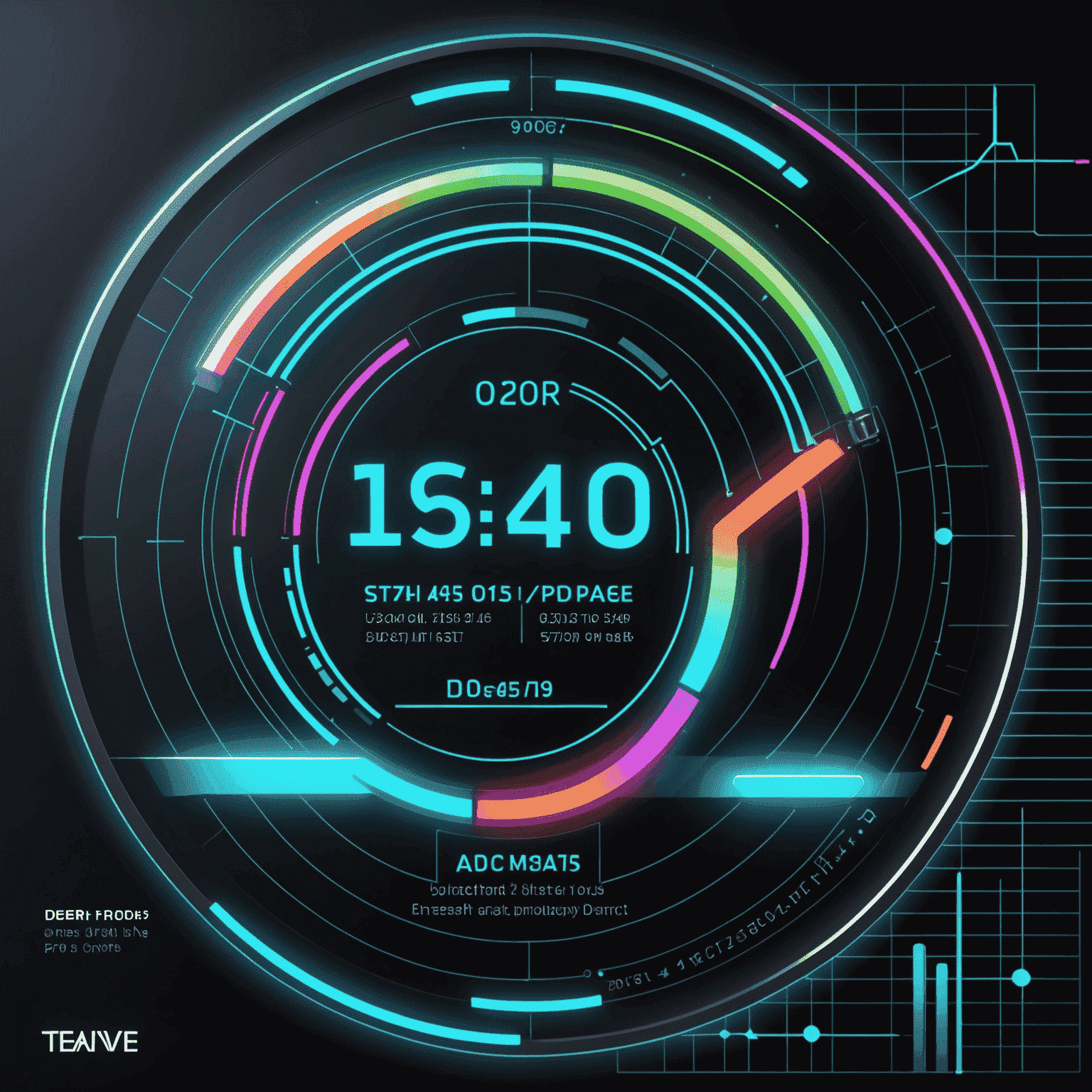 Futuristic graph showing improved battery performance after replacement, with neon lines and holographic data points