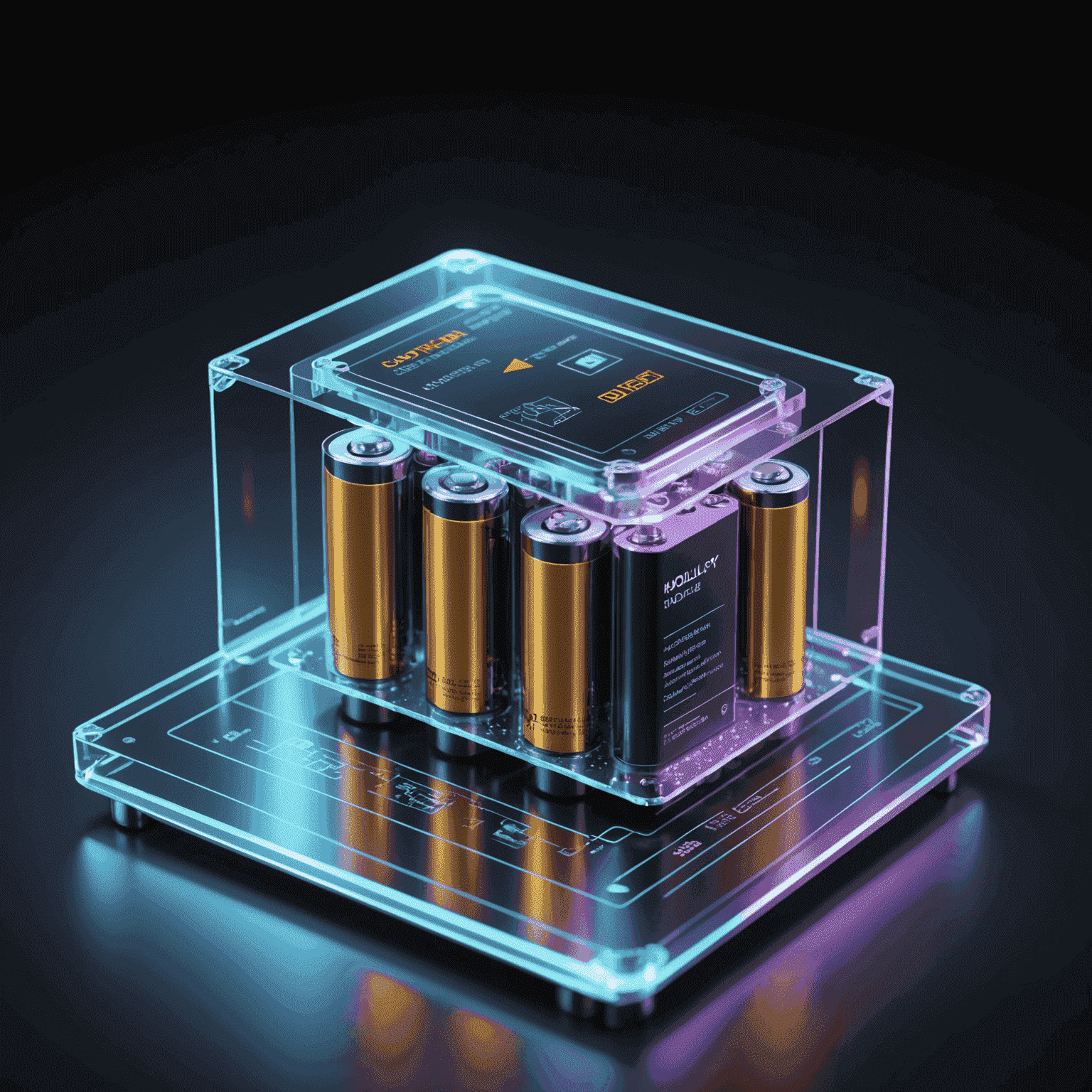 3D holographic display showing battery cell structure and optimization process